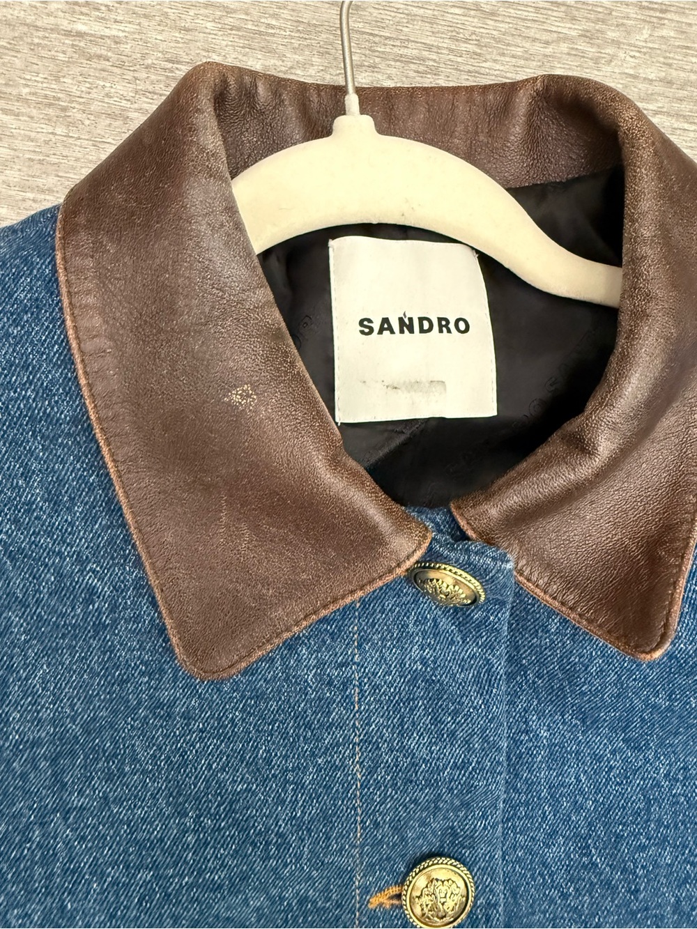Sandro Paris Denim Cropped Jacket French Girl Preppy Chic Vintage Inspired - Picture 7 of 10